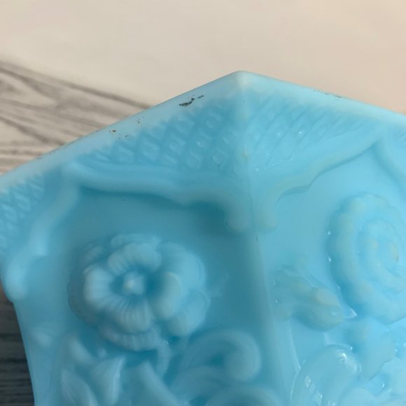 Vintage Fenton Blue Frost Floral 3D Dimensional Planter - Picture 9 of 11